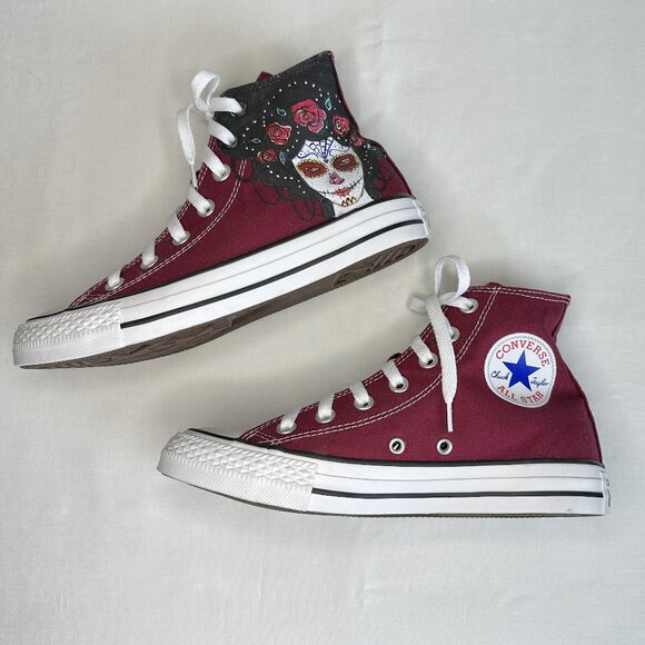 Converse Chuck Taylor Handpainted Santa Muerte All Star High Top Sneakers - Picture 5 of 10